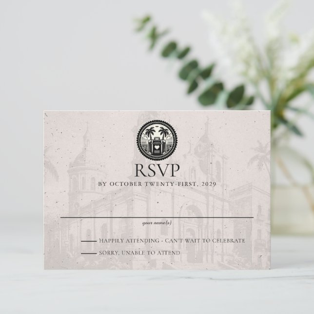 Puerto Rico Passport Wedding RSVP Card (Standing Front)