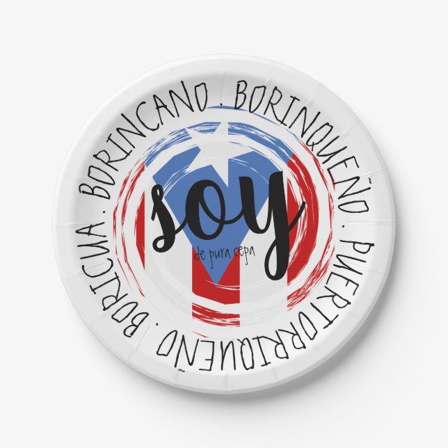 Puerto Rico Patriotic De Pura Cepa Paper Plate (Front)