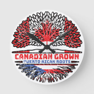 Puerto Rico Puerto Rican Canadian Canada Roots Round Clock