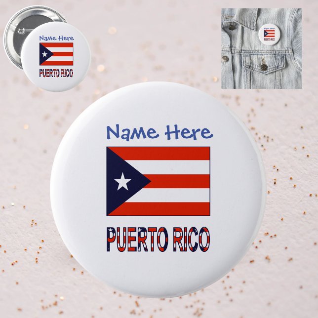 Puerto Rico Puerto Rican Flag Blue Personalisation 6 Cm Round Badge (Creator Uploaded)