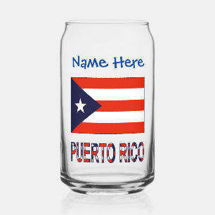 Puerto Rico Puerto Rican Flag Blue Personalisation Can Glass