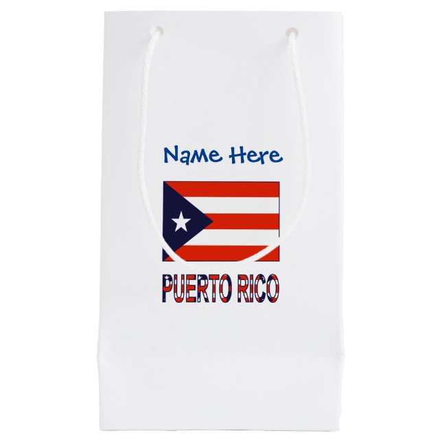 Puerto Rico Puerto Rican Flag Blue Personalisation Small Gift Bag (Front)