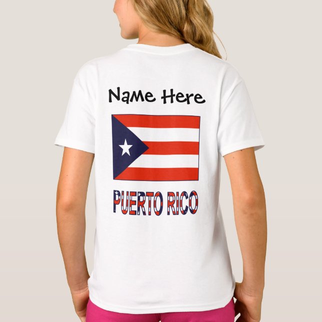 Puerto Rico Puerto Rican Flag Blue Personalisation T-Shirt (Back)