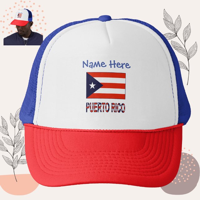 Puerto Rico Puerto Rican Flag Blue Personalisation Trucker Hat (Creator Uploaded)