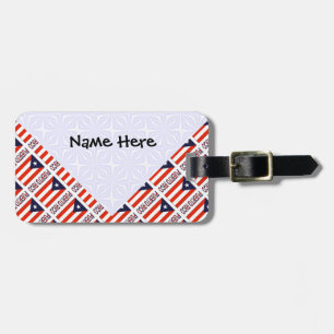 Puerto Rico Puerto Rican Flag Tiled Black Personal Luggage Tag