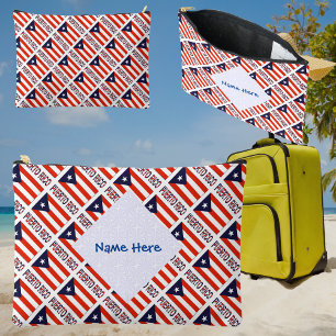 Puerto Rico Puerto Rican Flag Tiled Blue Personal Accessory Pouch