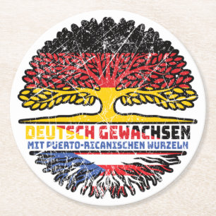 Puerto Rico Puerto-ricanisch Deutsch Deutschland Round Paper Coaster