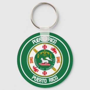 Puerto Rico Round Emblem Key Ring