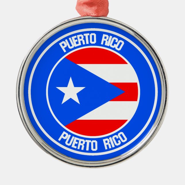 Puerto Rico Round Emblem Metal Tree Decoration (Front)