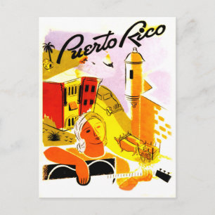 Puerto Rico, San Juan city. guitar player Postcard