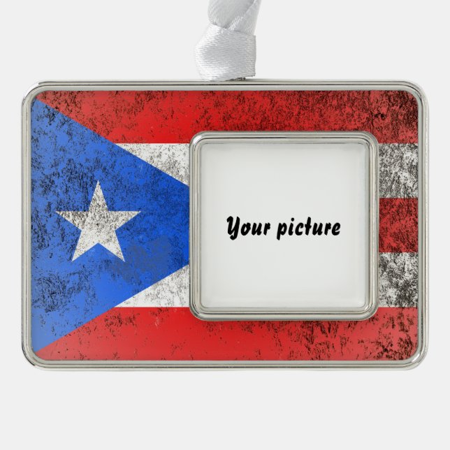 Puerto Rico Silver Plated Framed Ornament (Front)