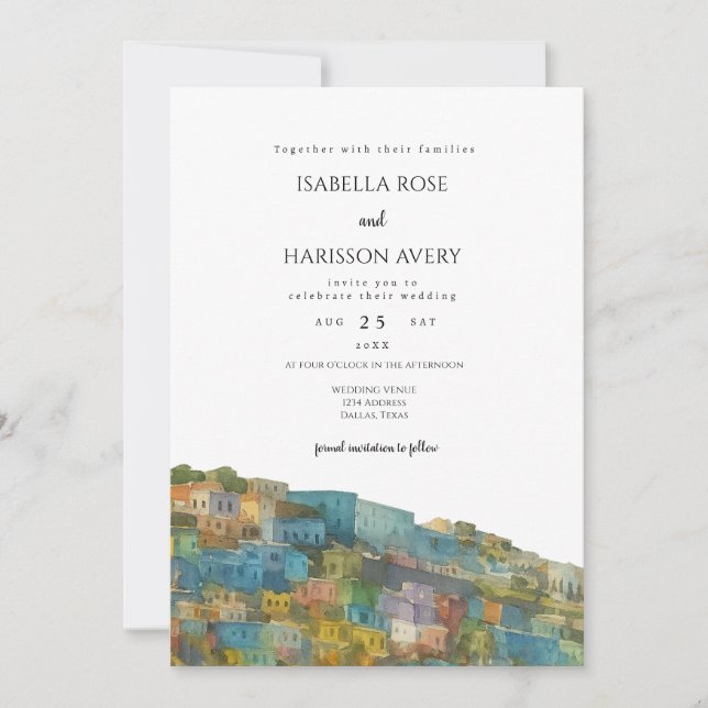 Puerto Rico Skyline Destination Wedding Invitation (Front)