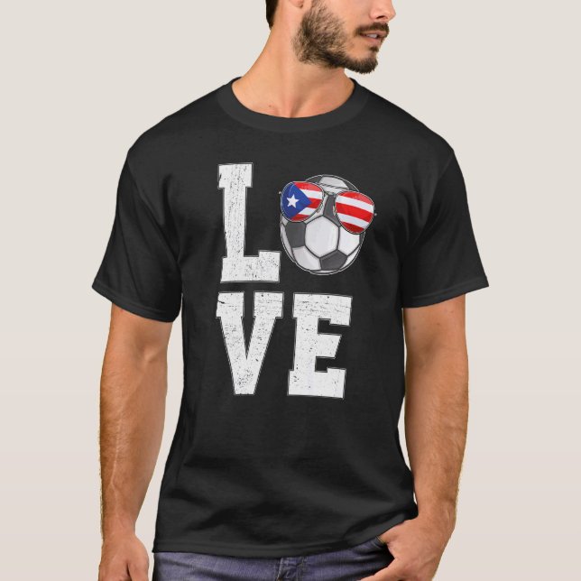 Puerto Rico Soccer Love Puerto Rican Fan Flag T-Shirt (Front)