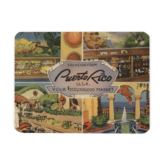 Puerto Rico Souvenir 1950s Vintage Inspired Magnet (Horizontal)