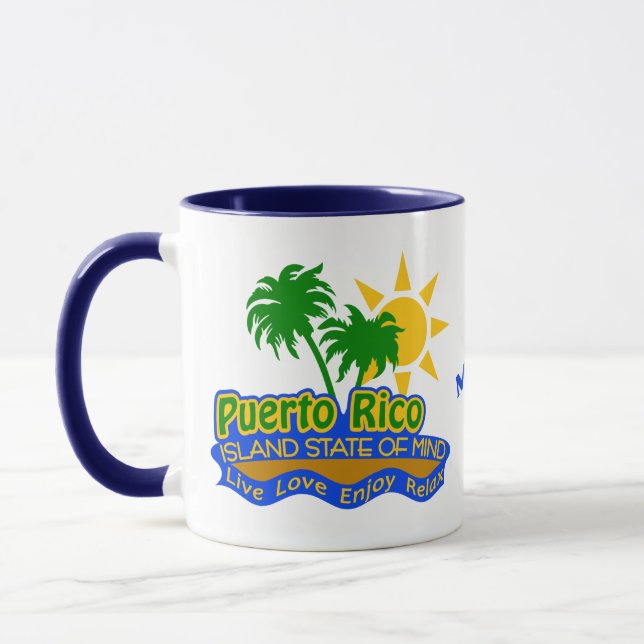 Puerto Rico State of Mind custom name mugs (Left)