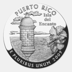 Puerto Rico state quarter Classic Round Sticker