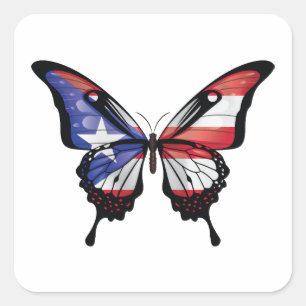 Puerto Rico Swallowtail Butterfly Flag Square Sticker