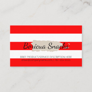 Puerto Rico Themed Map and Red Stripes Business Card