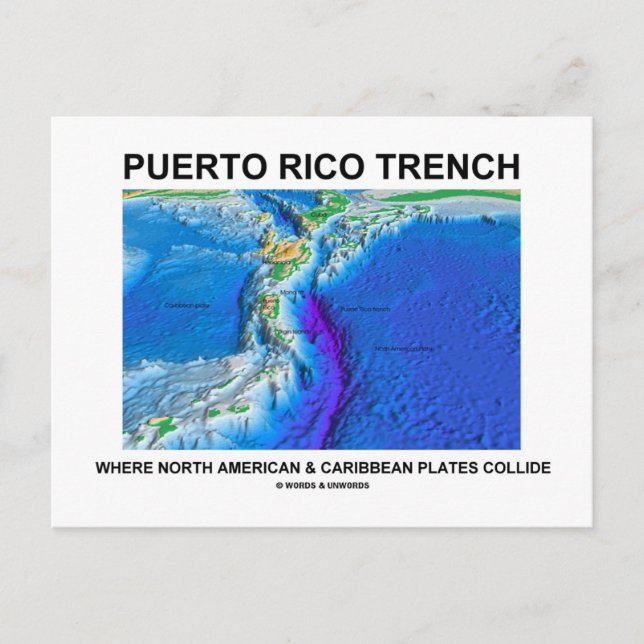 Puerto Rico Trench Where North American Caribbean Postcard (Front)