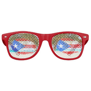 Puerto Rico Tropical Fingerprint Retro Sunglasses