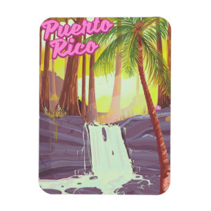 Puerto Rico Tropical Palm travel poster Magnet