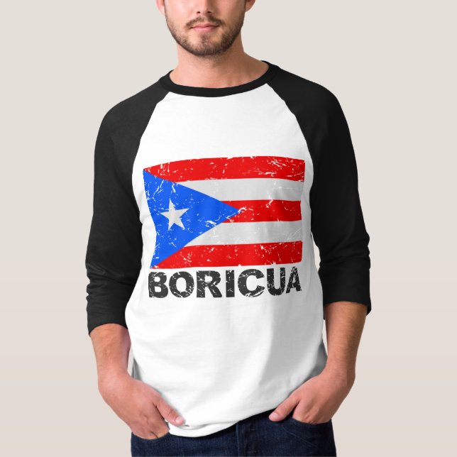 Puerto Rico Vintage Flag Boricua T-Shirt (Front)