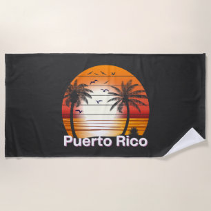 Puerto Rico Vintage Palm Trees Summer Beach Towel