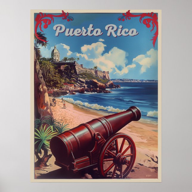 Puerto Rico Vintage Travel Poster  (Front)