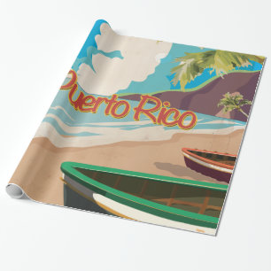 Puerto Rico Vintage Travel Poster Wrapping Paper