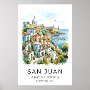 Puerto Rico Watercolor Print San Juan Harbour Scen