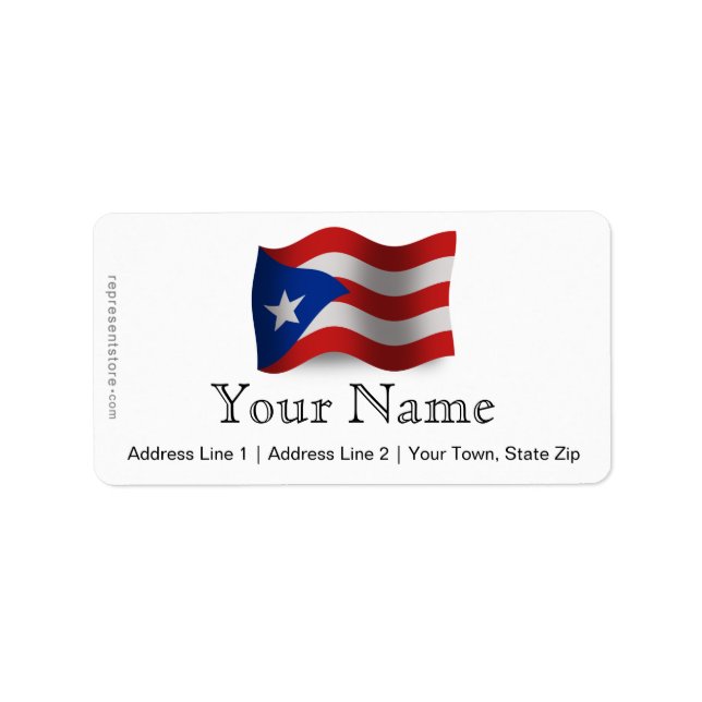 Puerto Rico Waving Flag Label (Front)