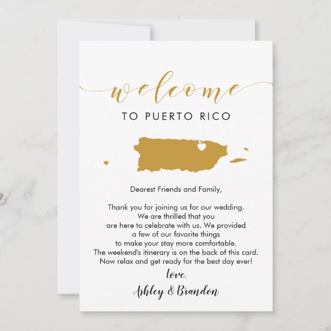 Puerto Rico Wedding Welcome Letter Itinerary (Front)