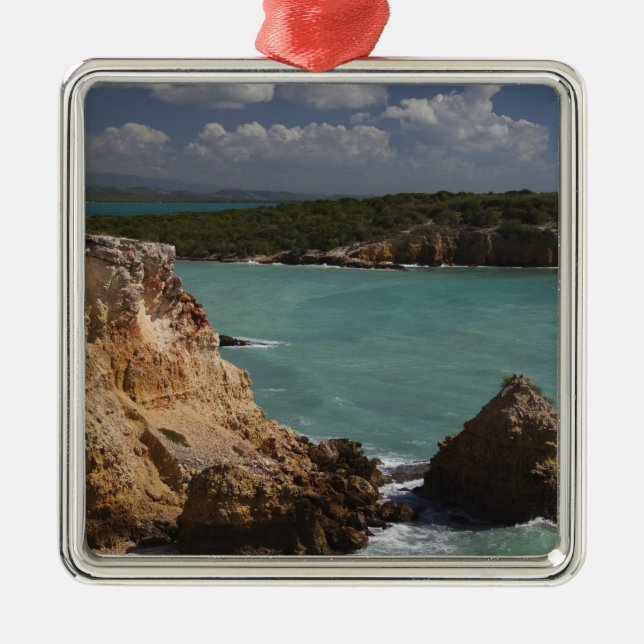 Puerto Rico, West Coast, Cabo Rojo, coastline 3 Metal Tree Decoration (Front)