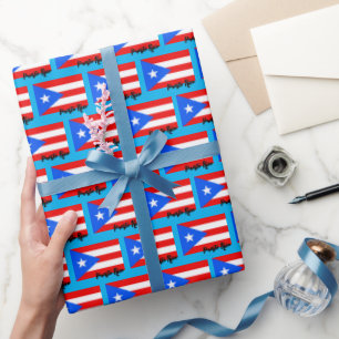Puerto Rico Wrapping Paper, Flag patriotic Paper