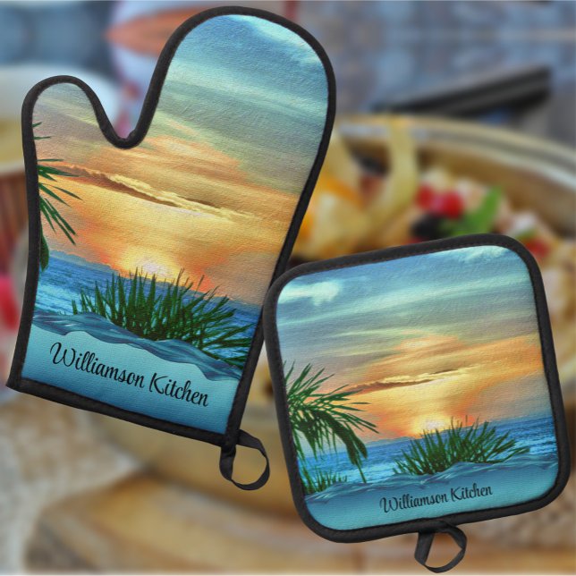 Puerto Sunset 1557 Oven Mitt & Pot Holder Set (Creator Uploaded)