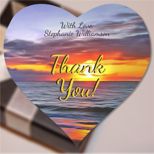 Puerto Sunset Thank You 1739 Heart Sticker
