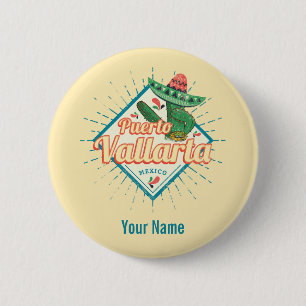 Puerto Vallarta Jalisco Mexico dancing cactus Lugg 6 Cm Round Badge