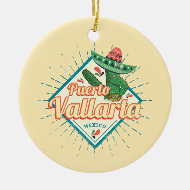 Puerto Vallarta Jalisco Mexico dancing cactus Lugg Ceramic Tree Decoration (Front)