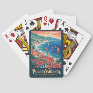 Puerto Vallarta Mexico Beach Illustration Travel Playing Cards