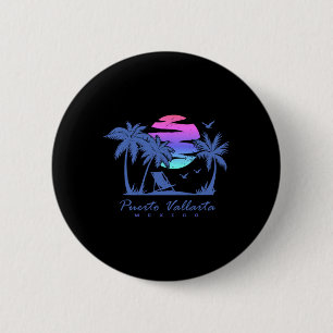 Puerto Vallarta Mexico Beach Vacation Retro Vintag 6 Cm Round Badge