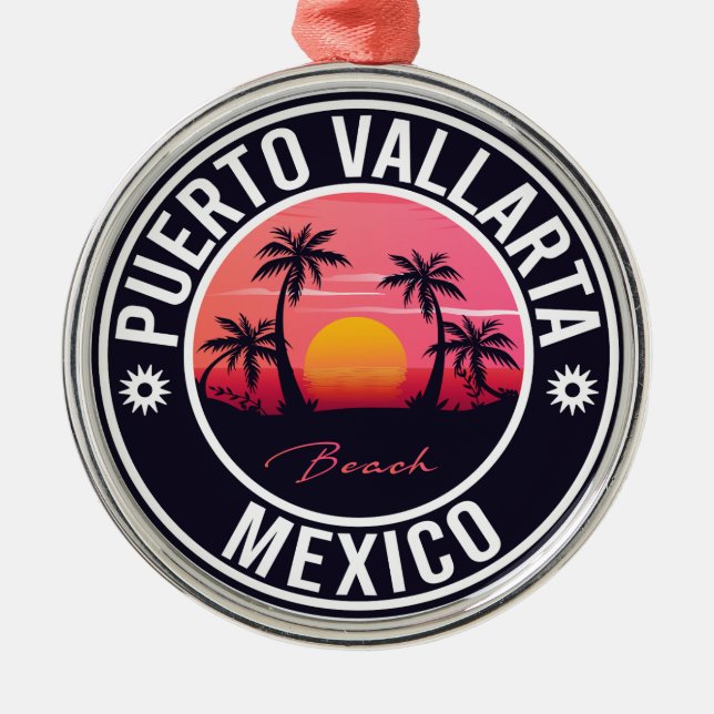 Puerto Vallarta Mexico island. Mexican Playa Metal Tree Decoration (Front)