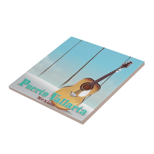 Puerto Vallarta Mexico travel poster Tile (Side)