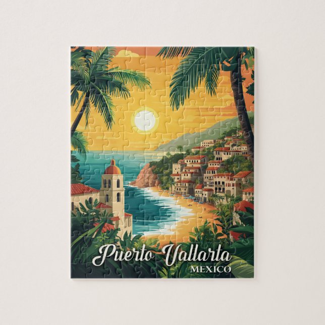 Puerto Vallarta Mexico Vintage Travel  Jigsaw Puzzle (Vertical)