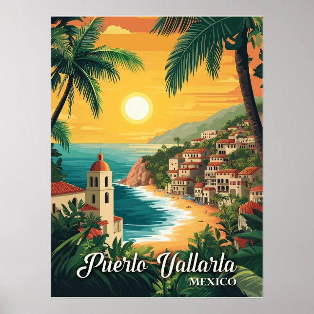 Puerto Vallarta Mexico Vintage Travel  Poster (Front)