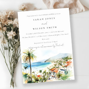 Puerto Vallarta Mexico Watercolor Couples Shower Invitation