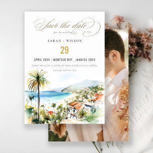 Puerto Vallarta Mexico Watercolor Photo Wedding Save The Date