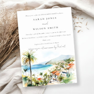 Puerto Vallarta Mexico Watercolor scape Engagement Invitation