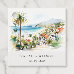 Puerto Vallarta Mexico Watercolor scape Wedding Favour Tags