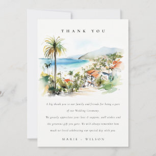 Puerto Vallarta Mexico Watercolor scape Wedding Thank You Card