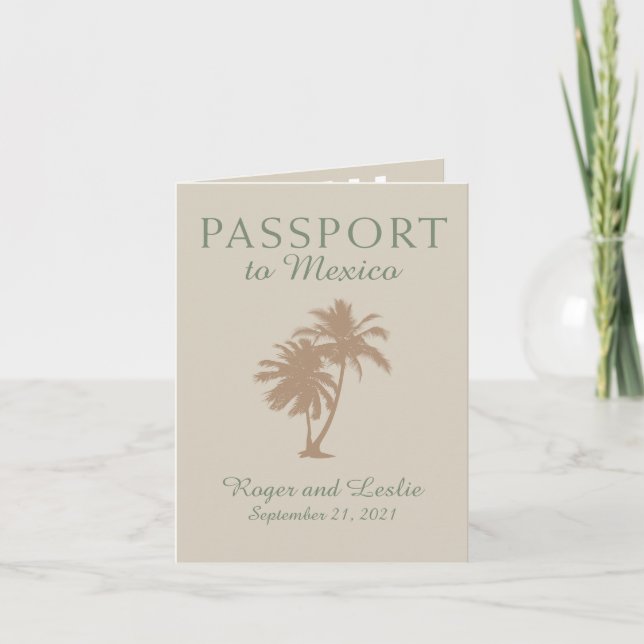 Puerto Vallarta Mexico Wedding Passport Invitation (Front)